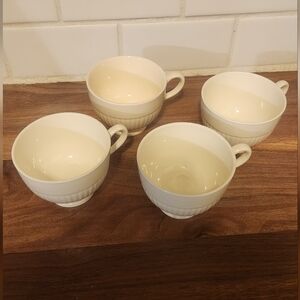 Wedgewood Eturia Barleston Edme Cream Footed Teacups-Set 4